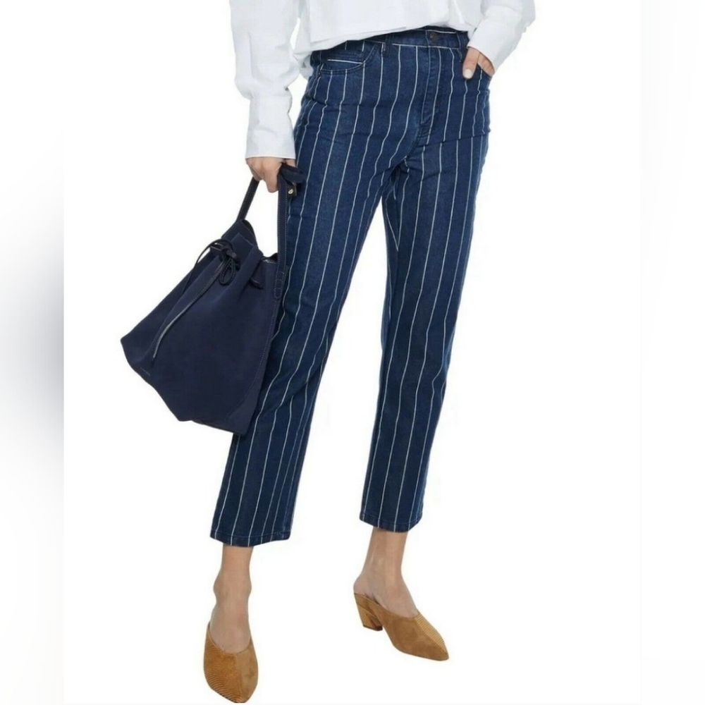 Current/Elliott crop high rise jeans, size 25, "The Vintage" pinstripes